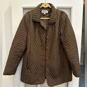 Marvin Richards Quilted Pattern Coat Jacket Chocolate Brown Women's Size XL
